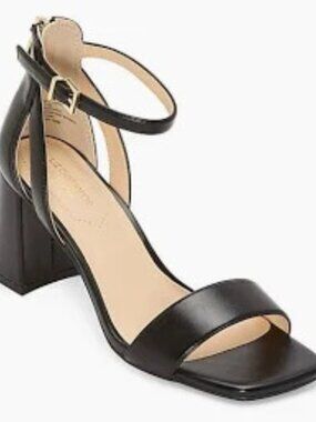 Liz Claiborne Harnie Womens Round Open Toe Block Heel Pumps - Black - Size 10